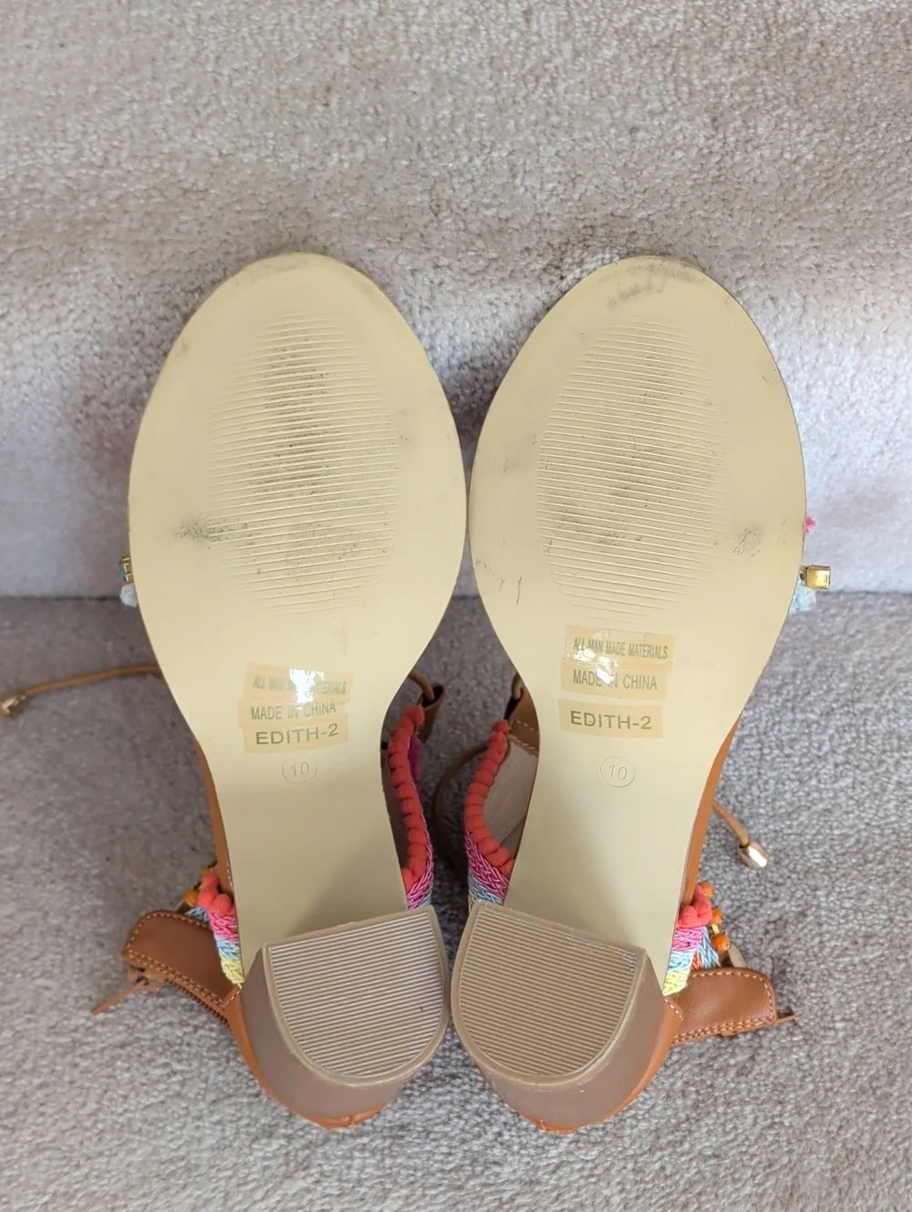Charlotte Russe Edith-2 Lace-Up Gladiator Sandals 10 Pink Brown Multi
